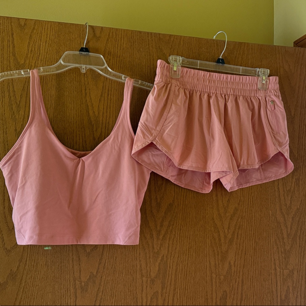 Blush pink align tank and tracker short Set